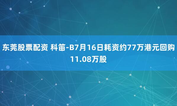 东莞股票配资 科笛-B7月16日耗资约77万港元回购11.08万股